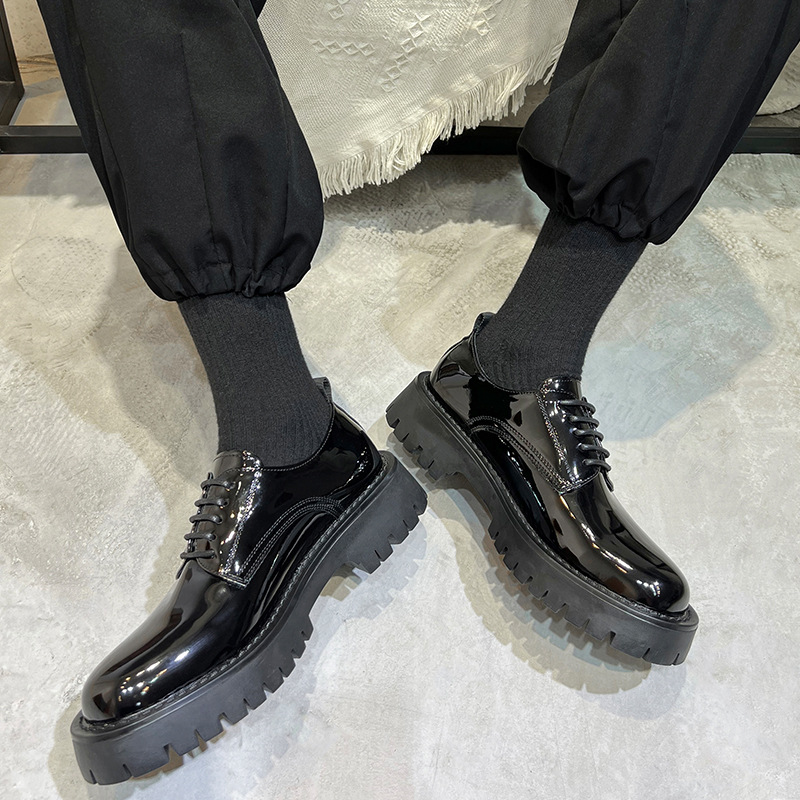 Youth Round Head British Style Flat Heel Fashion Casual Daily Leather Shoes foto 5