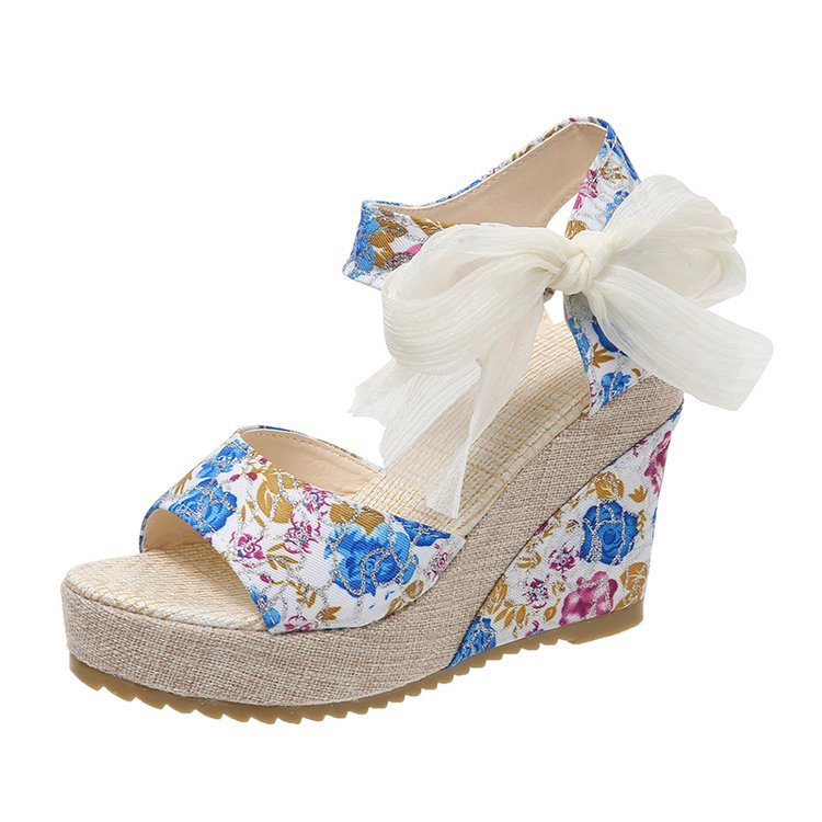 Women's Denim Cross Buckle Sandals foto 3