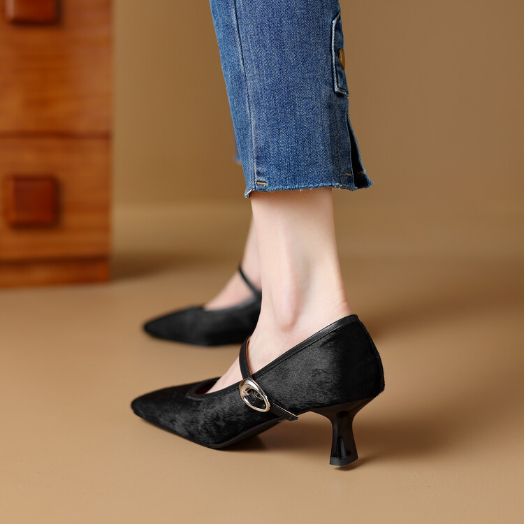 Women's Square Toe Stiletto Heel Ankle-strap Shoes Fashionable Retro High Heels foto 5
