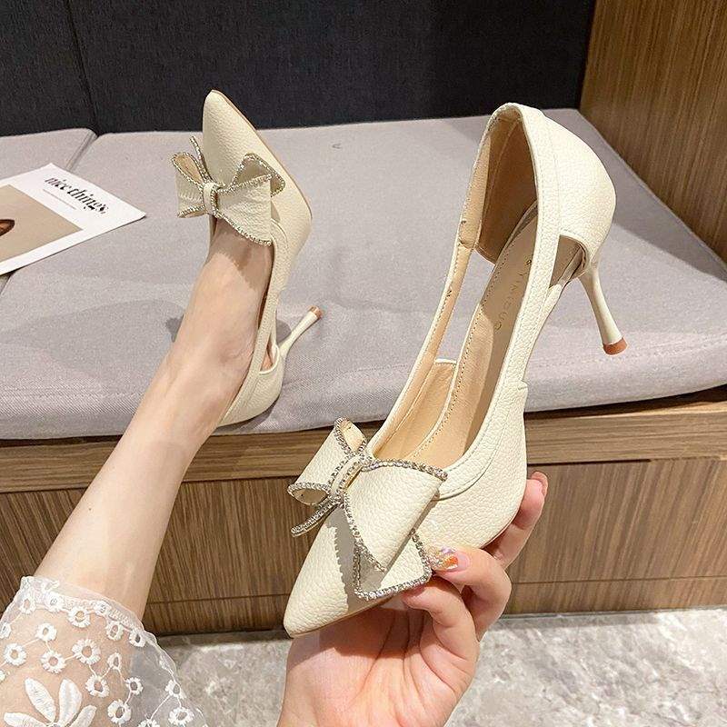 French-style High-heeled Wedding Shoes Bridal Womens Shoes With A Slender Pointed Toe foto 5