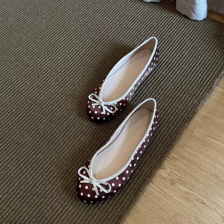 Polka-Dot Bowtie Flat Shoes For Women foto 5