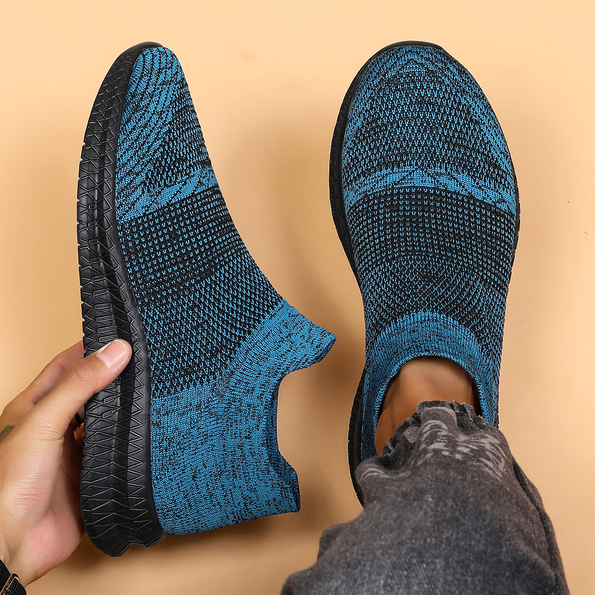 Plus Size Sports Men's Shoes Breathable Flyknit Casual foto 5
