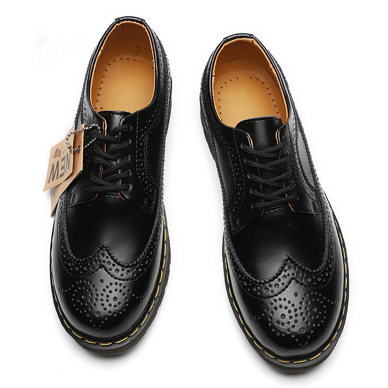 Martin Shoes Women's Low-cut Genuine Leather 5-hole Brogue Men's And Women's Round Head Couple's Lace-up Shoes foto 3
