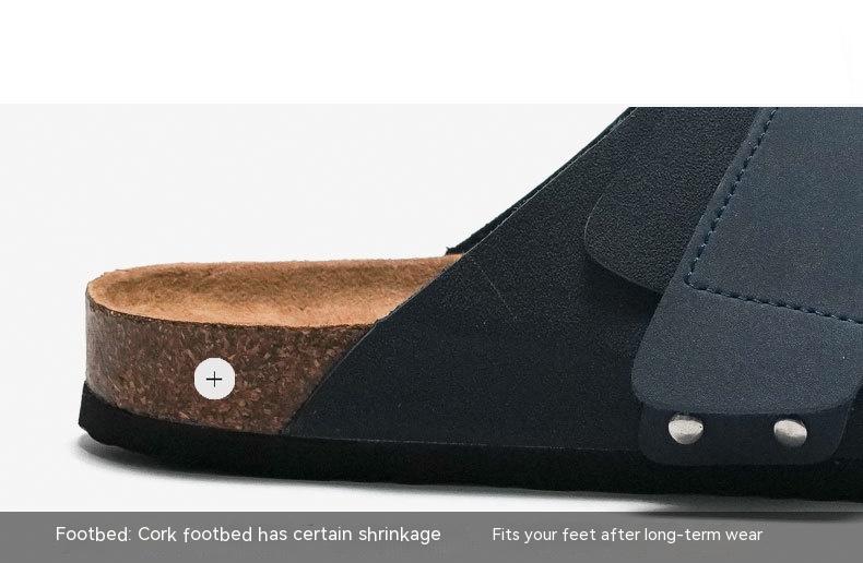 Couple Beach Wear Leather Surface Cork Sandals foto 3