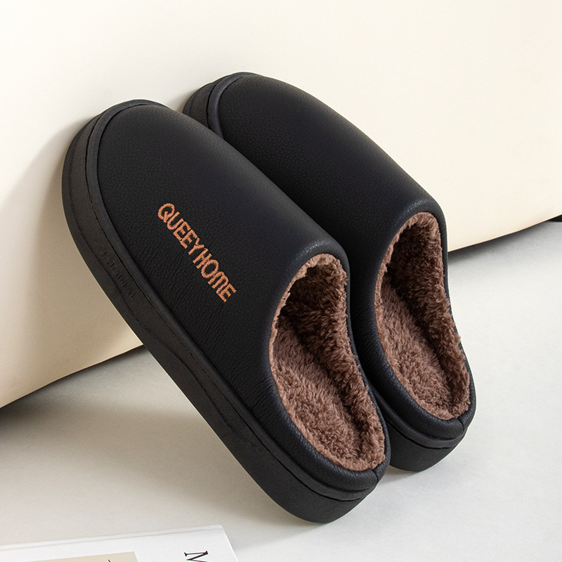Winter Cotton Waterproof Outdoor Slippers Home Non-slip Winter Fleece-lined Men's Platform foto 3