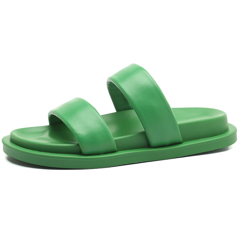 Genuine Leather Candy-colored Flat Slippers foto 3