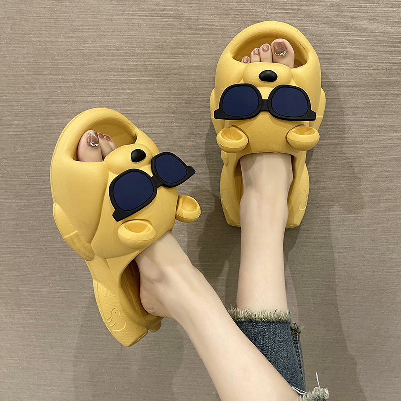 Cute Sunglasses Bear Slippers For Women, Summer Style foto 2