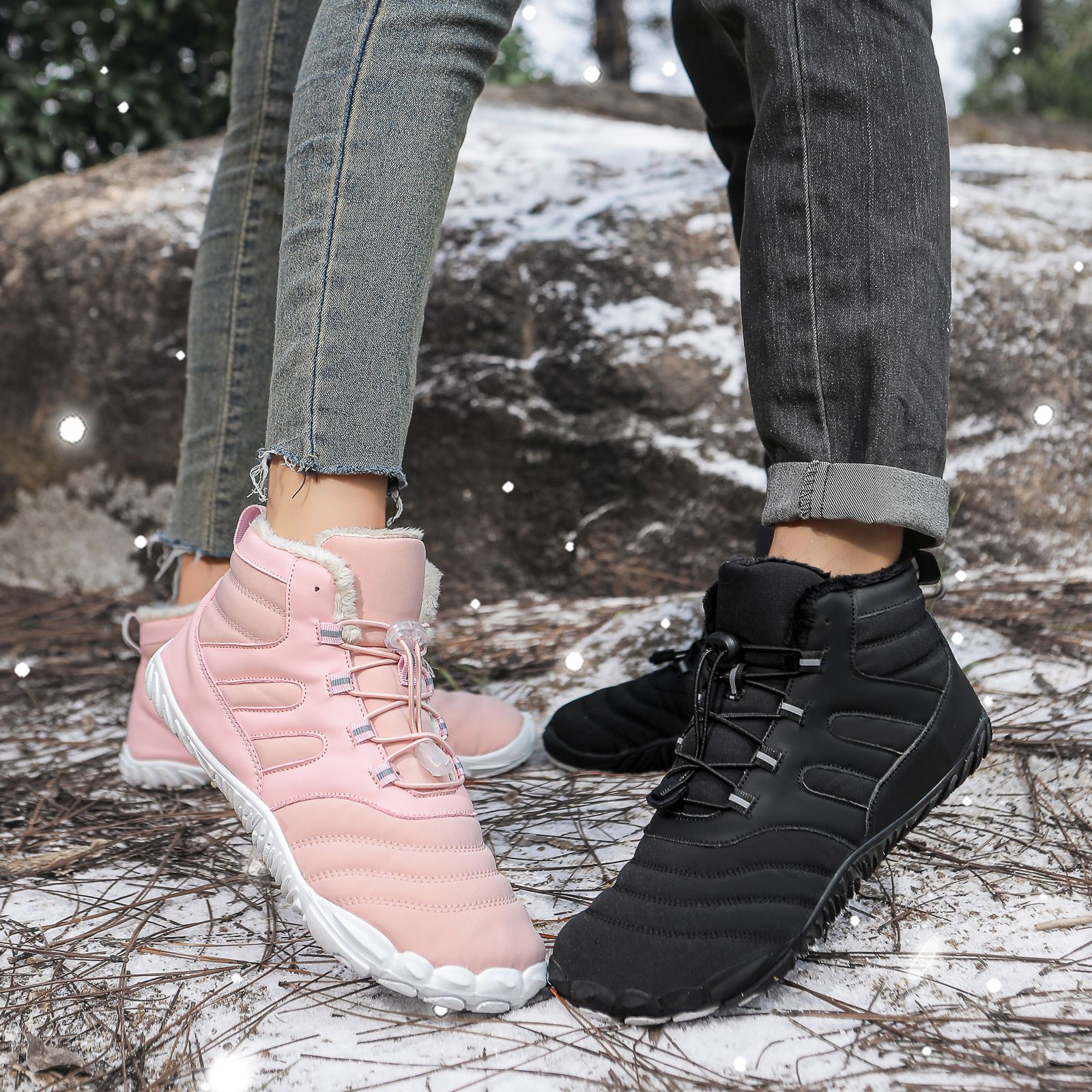 Casual FiveFingers Men Women Mountaineering Sports Cotton Shoes Thick Warm Snow foto 2