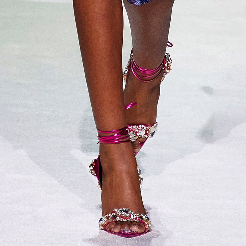 European And American Super High Heel Pointed Toe Rhinestone Fashion Banquet Catwalk foto 5
