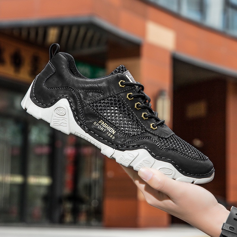 Summer Breathable Casual Shoes Handmade Men's Shoes Work Plus Size Mesh Shoes foto 3