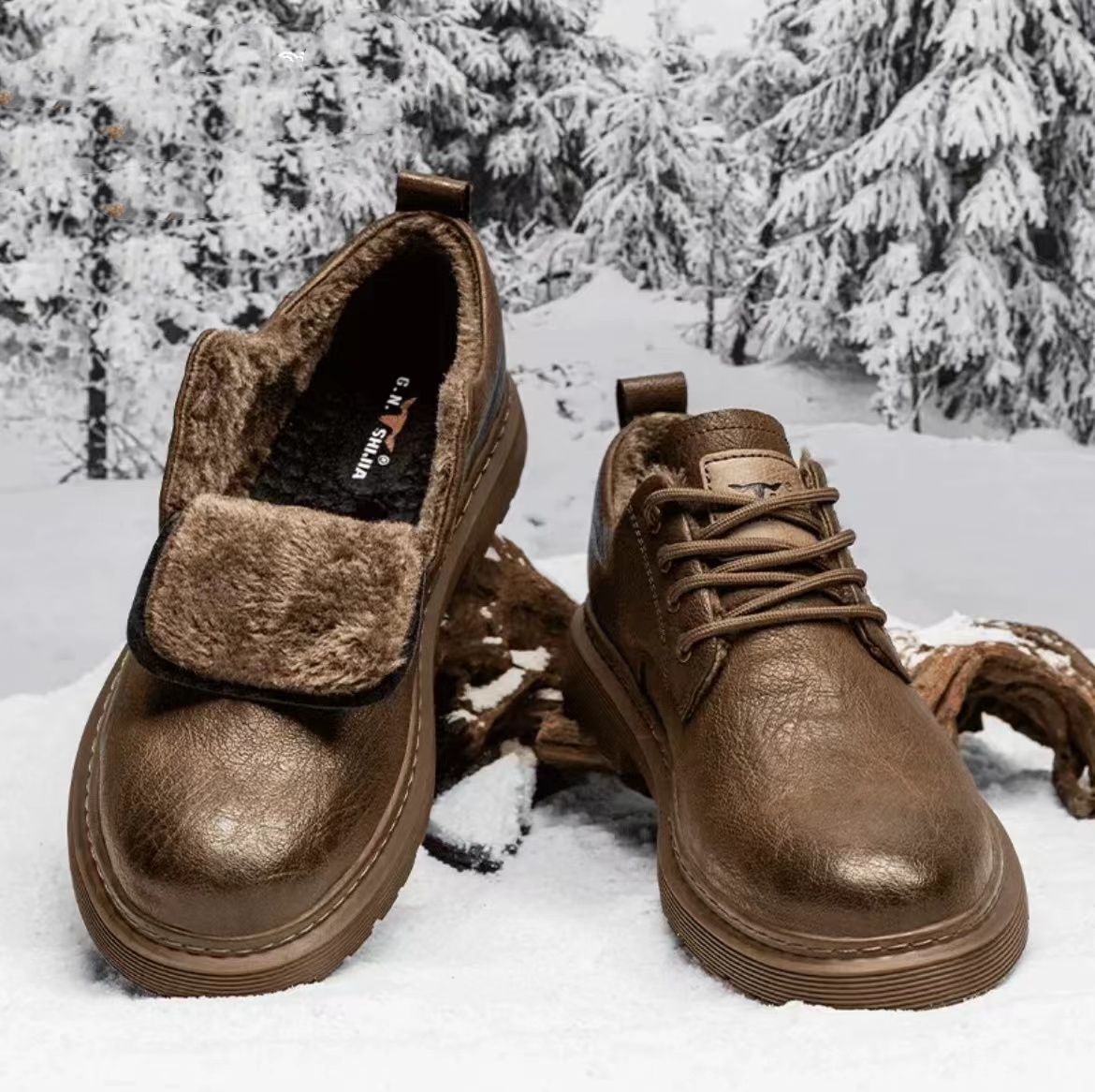 Autumn And Winter Fleece-lined With Hidden Heels Business Men's Low-top Martin Boots foto 5