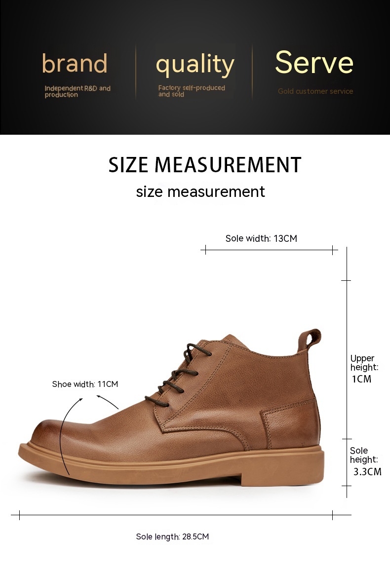 Martin Boots Fashion Leather Boots Flat Lace-up Mid-top Boots Casual All-match Men's Boots foto 4