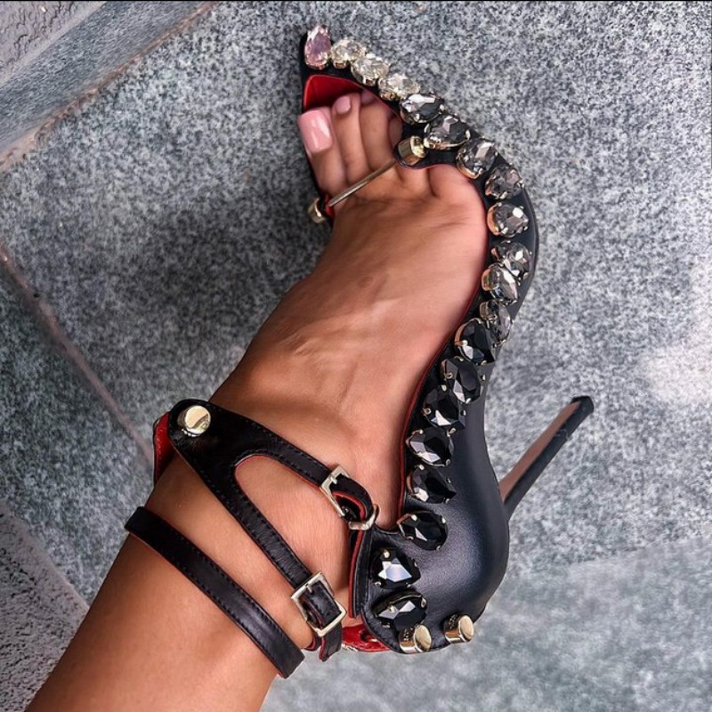 Pointed Toe Rhinestone Super High Heel Women's Shoes foto 4