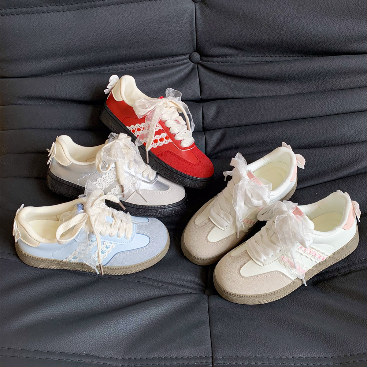Fashionable Lace Bow-decorated Flat Casual Shoes foto 4