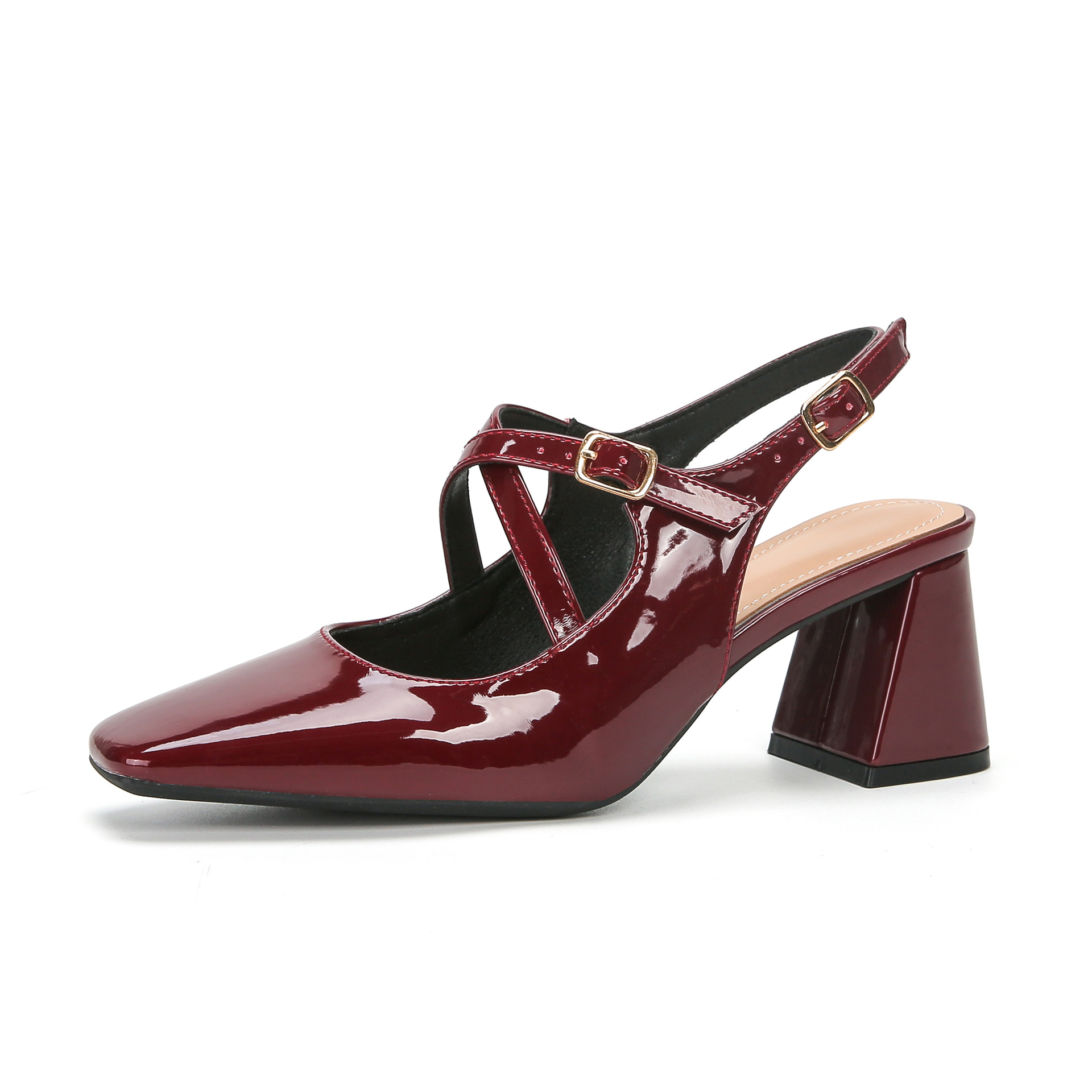 Women's French Square Toe Mary Jane Shoes foto 4