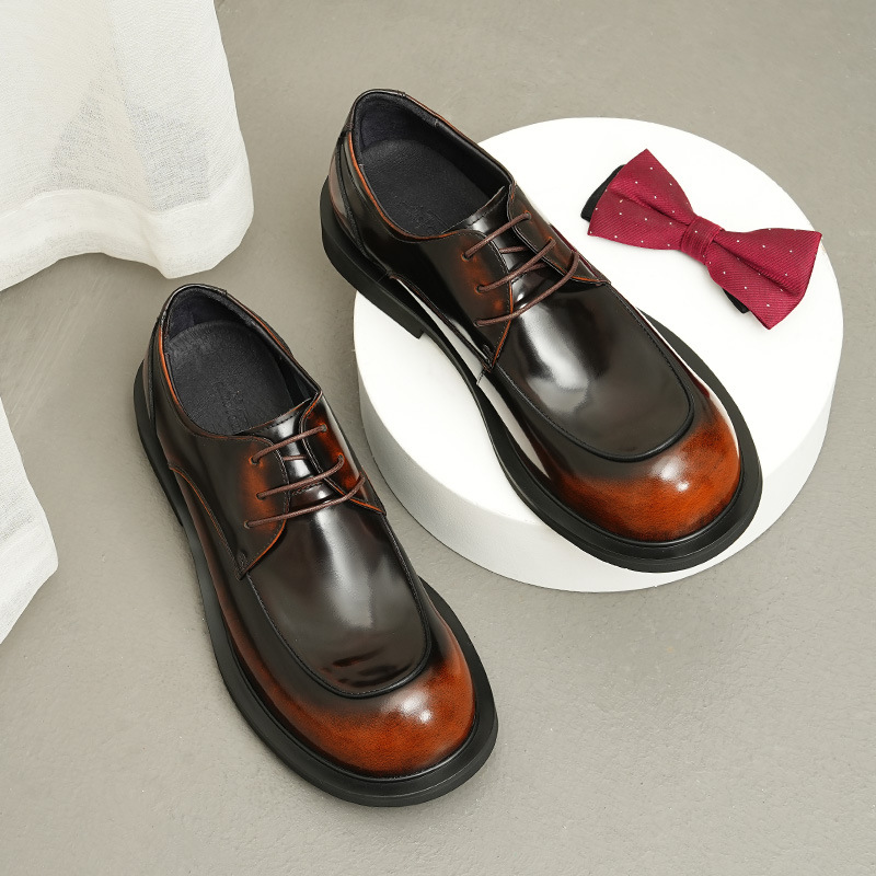 Wide Feet Leather Shoes Men's Genuine Leather High-grade Patent Leather Bright Surface foto 4