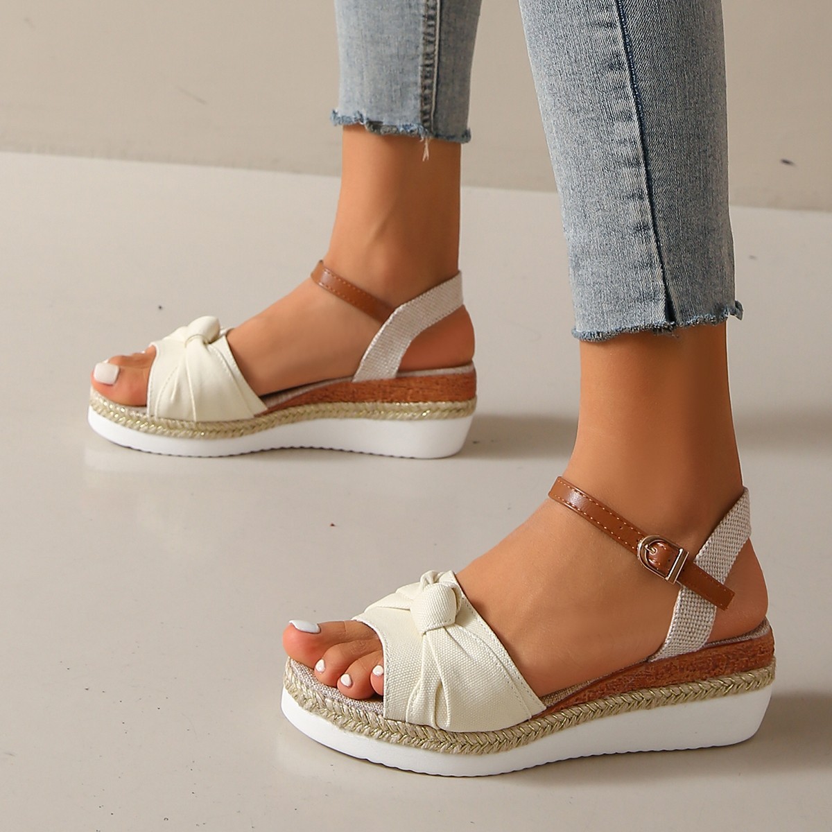 Bowknot Fashion Sandals Fish Mouth Buckle Rope Bottom foto 5
