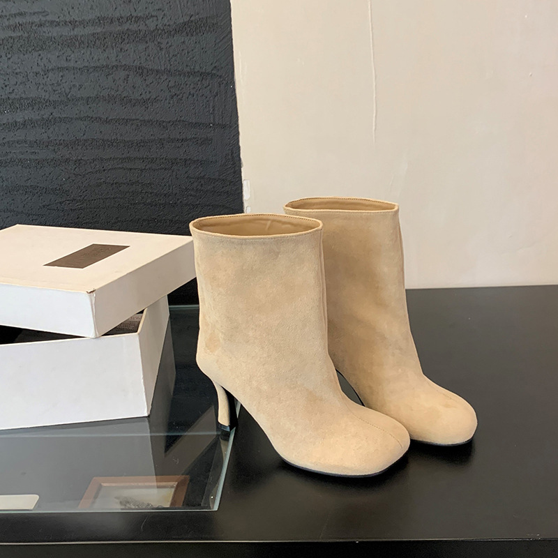 Simple Graceful Round Toe High Heel Booties foto 5