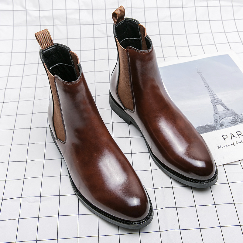 Men's Korean-style Trendy High Top Leather Shoes foto 5