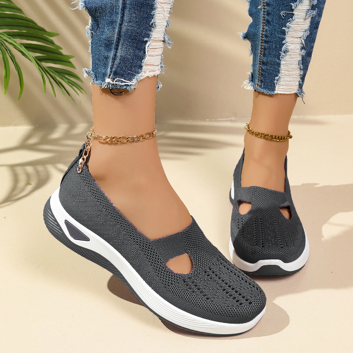 Women's Shoes Soft Bottom Not Tired Feet Slip-on Mesh foto 4
