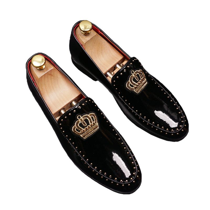 Trendy Retro Bright Leather Slip-on Increased By Men's Pointed Leather Shoes foto 3