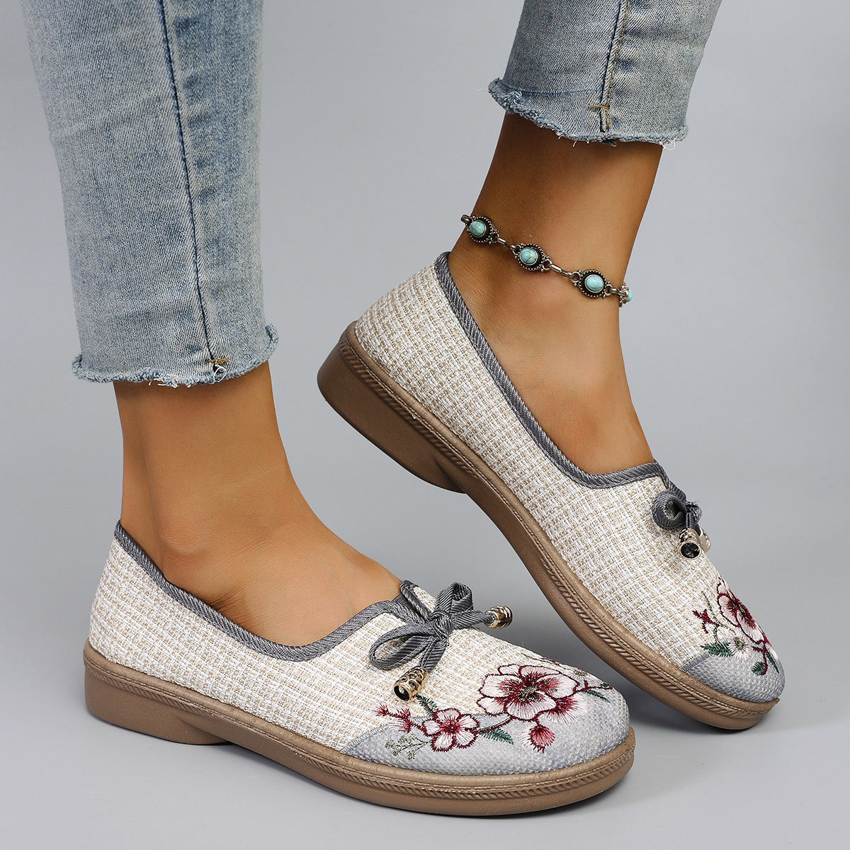 Flying Woven Ethnic Style Cloth Shoes Linen Flat foto 3