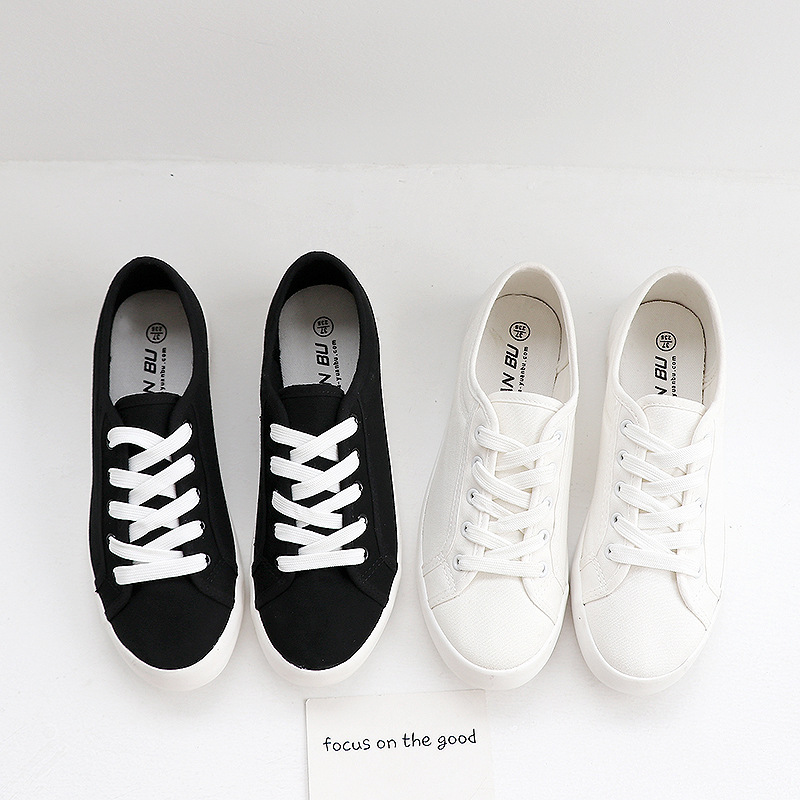 Women's Korean-style Canvas Simple Breathable Low-top White Shoes foto 2