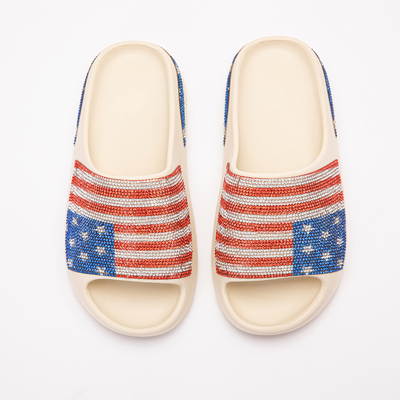European And American Stick-on Crystals Coconut Sandals foto 2