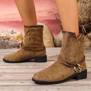 Casual Metal Buckle Slip-on Women's Martin Boots foto 2