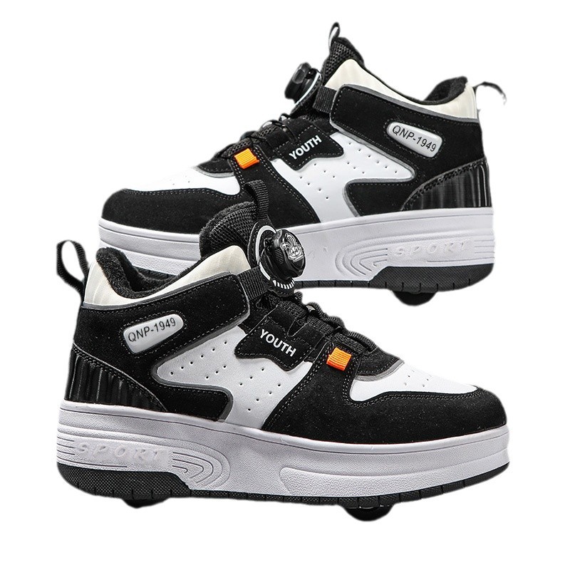 Mesh-panel Dual-wheel Walking Shoesessential Roller Skates For Kids foto 4