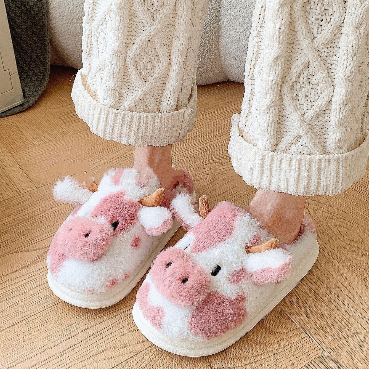 Cow Cotton Slippers Winter Plush Household foto 5