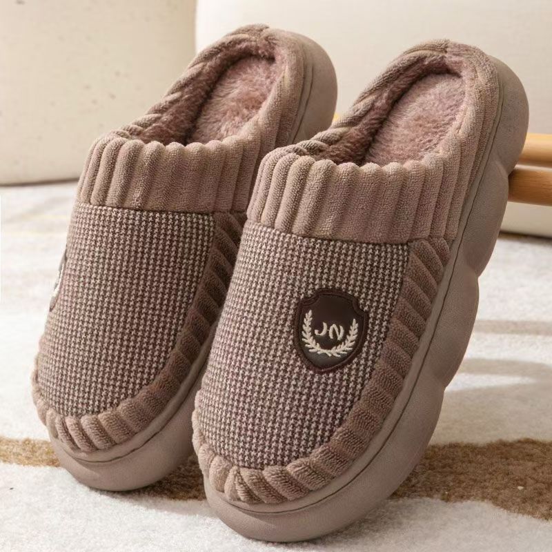 Plus Size Colorblock Plush Slippers For Women Men Winter Warm Home Slipper Indoor Thick-soled Fleece Shoes Couple foto 4