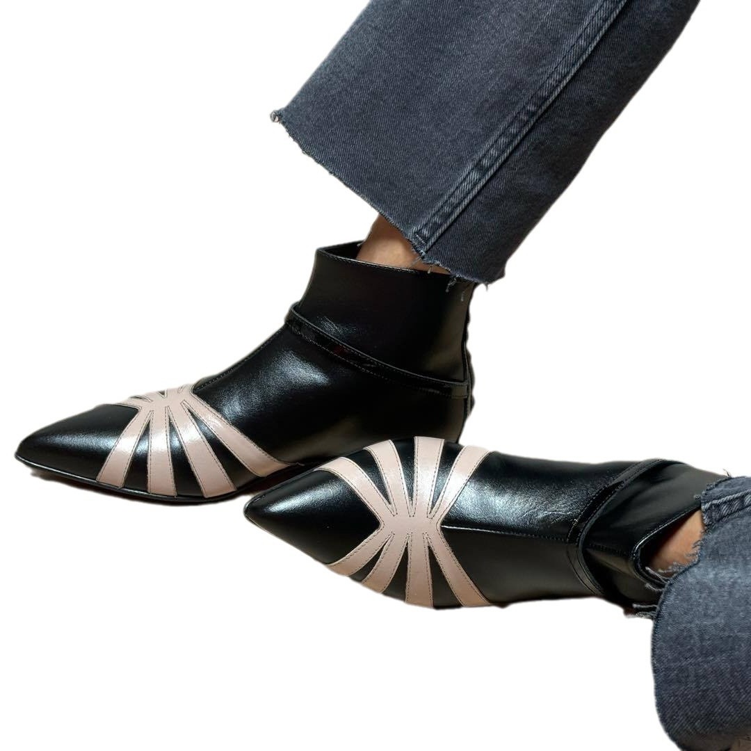 Pointed Toe Chunky Heel Low Heeled Ankle Boots For Women In Larger Sizes foto 2