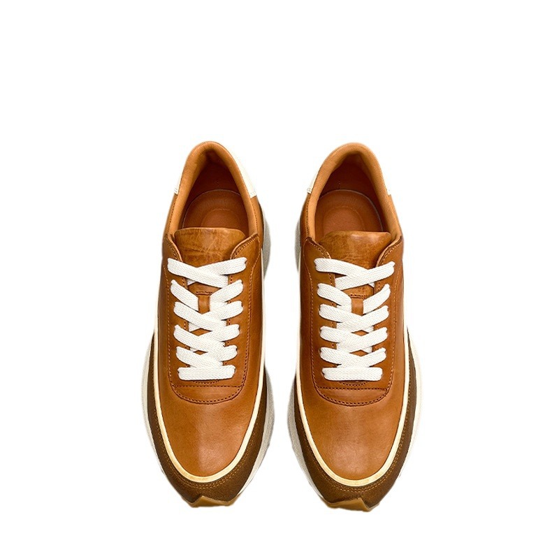 Genuine Leather Summer New Sports Breathable Platform Retro Shoes foto 3