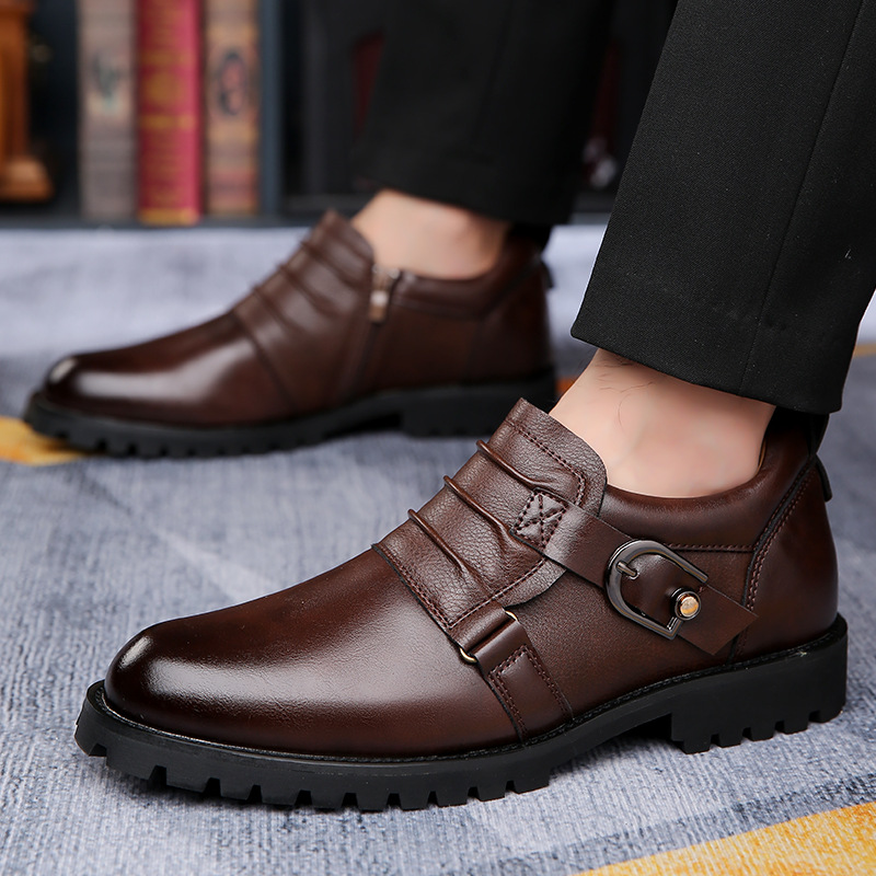 Low-top Versatile Retro Motorcycle Platform Round Toe Holder Men's Shoes foto 5