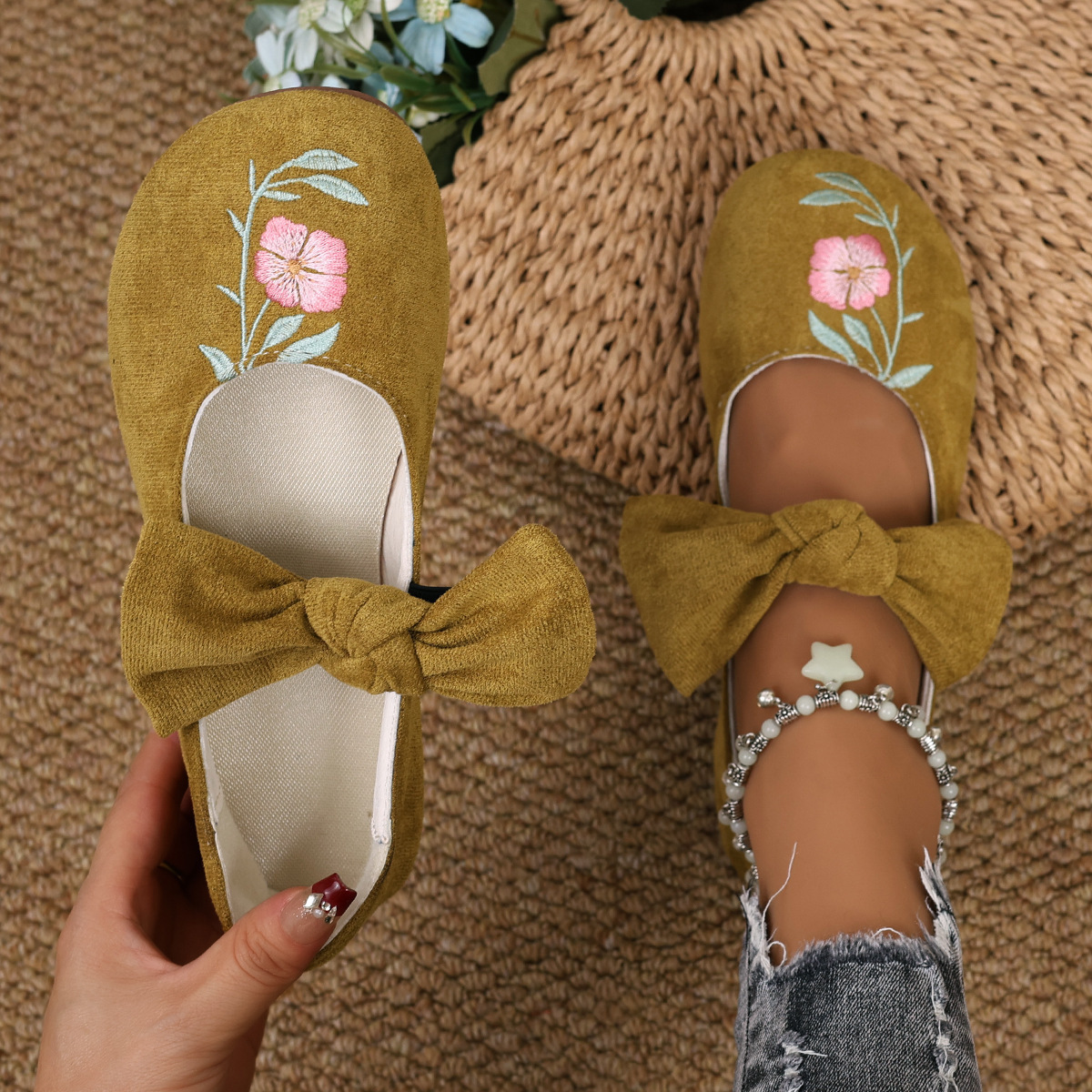 Fashion Personalized Women's Bow Flat Work Shoes foto 2