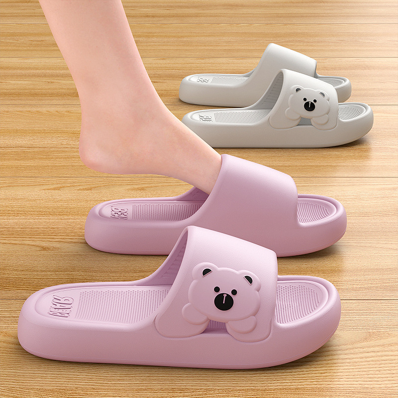 Cute Bear Home Slippers Summer Fashion Thick Bottom Non-slip Bathroom Slipper Women Men Couples Shoes foto 4