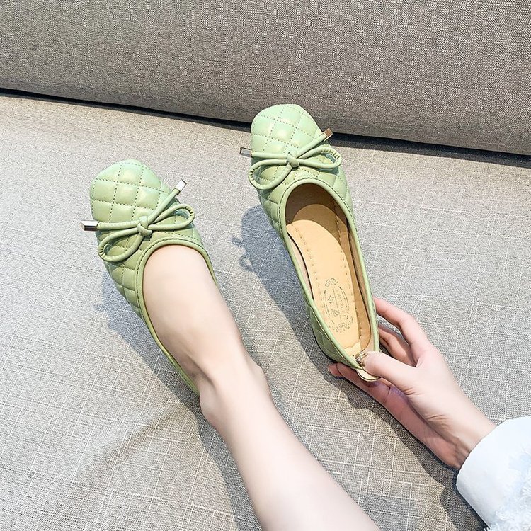 Ladies New Bow Flat Bottom Square Toe Soft Bottom Pumps foto 4