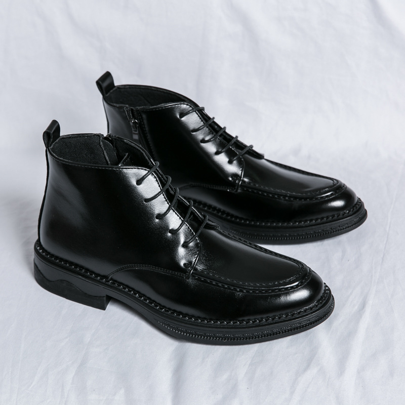 Autumn And Winter High-top Mid-cut Martin Boots Casual All-matching British Men foto 3