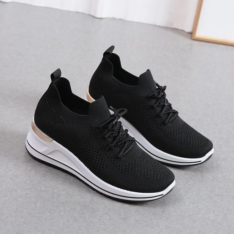 Autumn New Style Wedge Heel Outer Knit Women's Shoes Thick Sole Breathable Casual Shoes foto 5