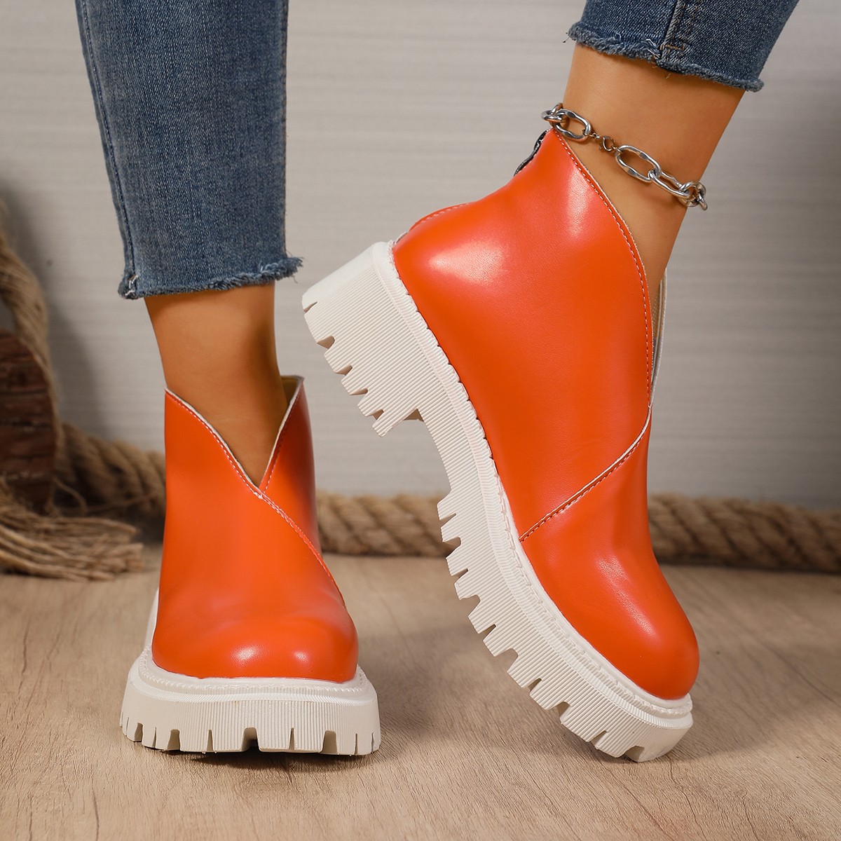 Arrival Women's Plus-size Chunky-heeled High-heeled Ankle Boots foto 4