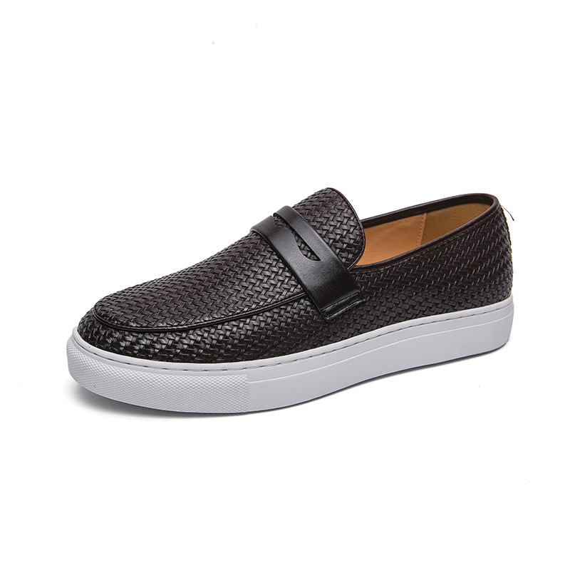 Four Seasons Leather Cover Korean Men's Fashionable Flat Shoes foto 5