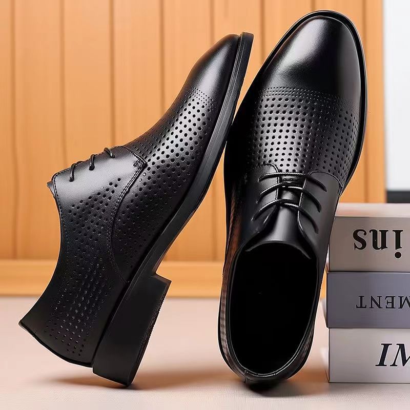 Summer Hollow Plastic British Casual Business Wear Leather Shoes Height Increasing Insole foto 3