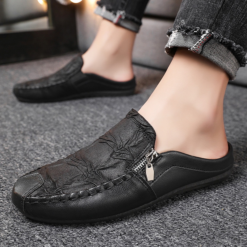 Men's Half Slippers Gommino Trendy Heel-free Men's Shoes Casual Lazy Slippers Gommino Semi Slippers foto 4