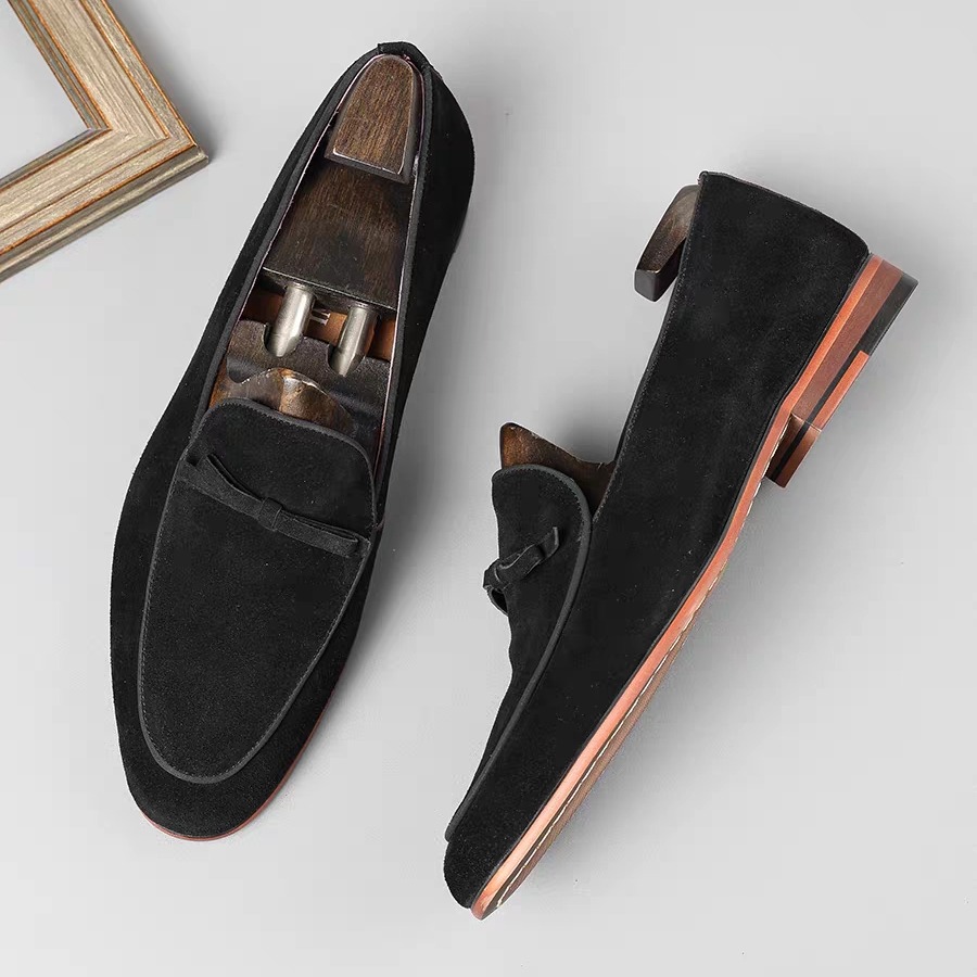 Suede Leather Business Casual Leather Shoes Slip-on Breathable British Style foto 2