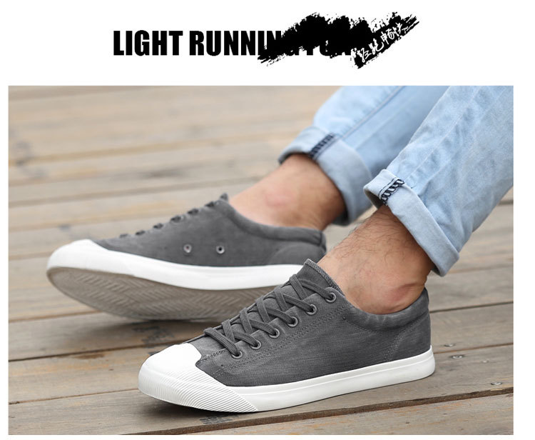 Low-top Lace-up Flat Four Seasons Solid Color Men's Canvas Shoes foto 2