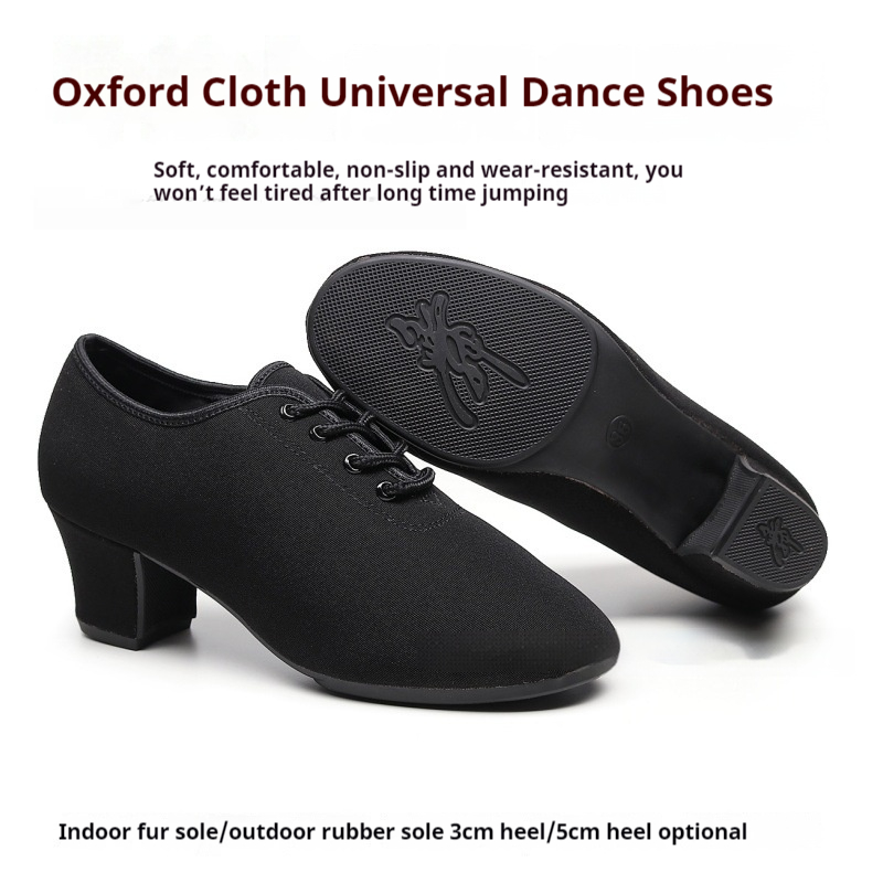 Oxford Cloth Dancing Shoes Ethnic Dance Middle Heel Men's Professional Ballroom Dancing Shoes foto 5