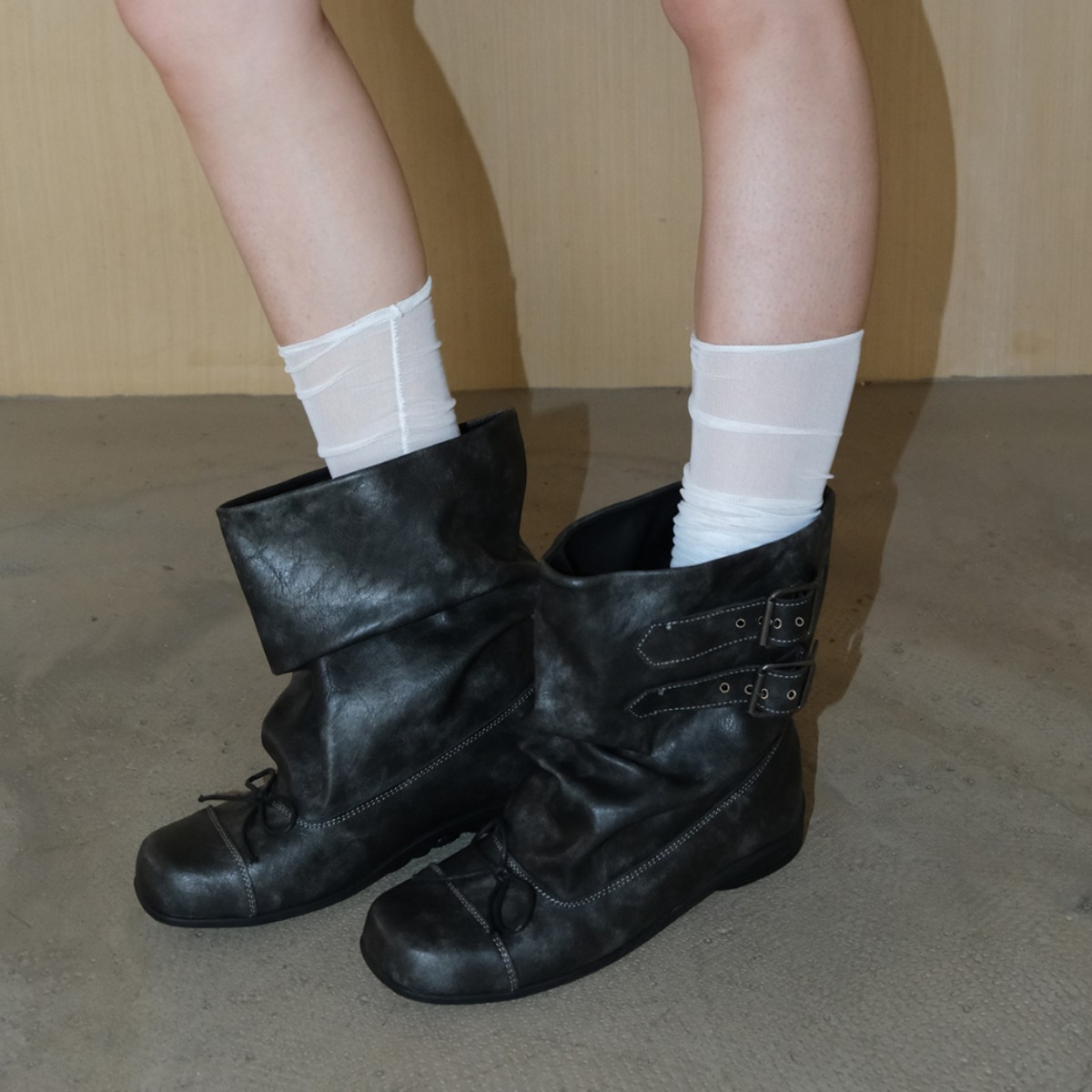 Womens Niche-design Bow-tie Soft-soled Wide-calf Figure-flattering Ankle Boots foto 3