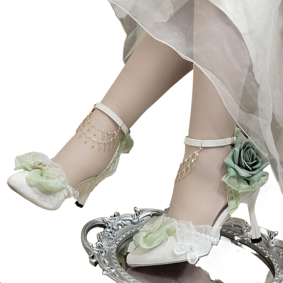 Flower Wedding High Heels Bow Handmade foto 5