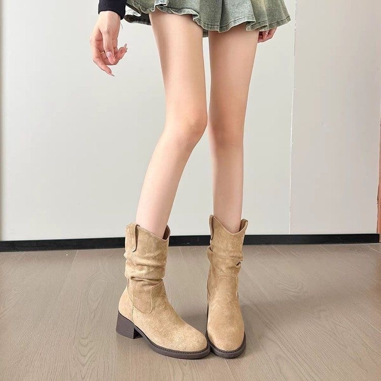 Women's Solid Color Versatile Chunky Heel Ankle Boots foto 5
